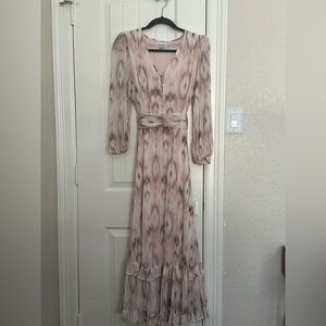 Calvin Klein Light Pink Maxi Chiffon Dress Long Sleeve Size 6